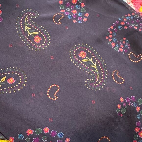 Josie Purple Sheer Paisley Floral Cropped Pants Size M - Picture 7 of 8